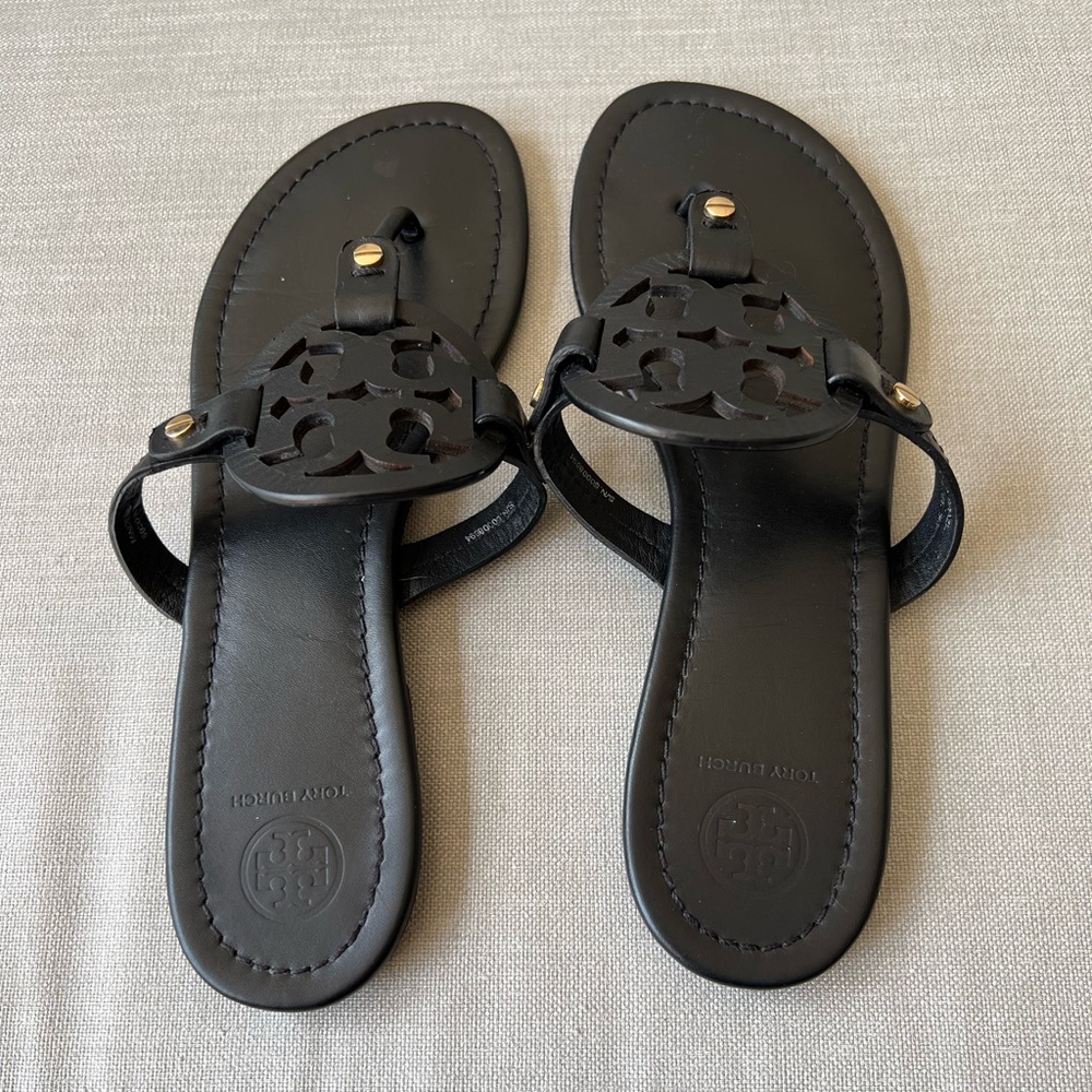 Tory Burch Black Leather Miller Sandals size 9